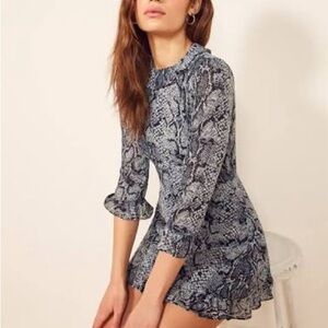 Reformation Stevie Mini Dress In Serpent Sz 8